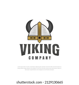 Viking Armor Helmet logo design, symbol, template, sport vector vintage design