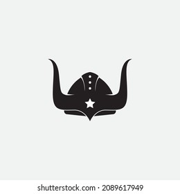Viking armor helmet. Warrior helmet logo for game sport club.