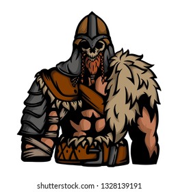 viking army with skull mask vector