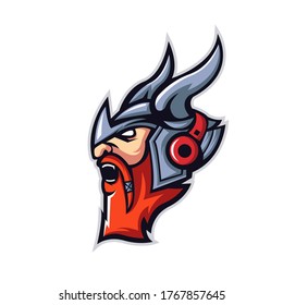 Viking athletic club vector logo concept isolated on white background for badge, emblem and t shirt printing. Modern sport team mascot badge design.