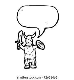 viking attacking with speech bubble
