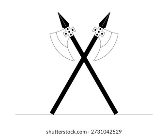 Viking ax, ilustração de vetor de desenhos animados.