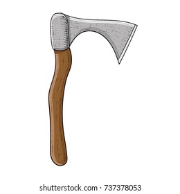 Viking axe. Colored hand drawn sketch. Vector illustration isolated on white background