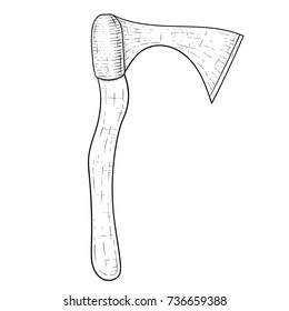 Viking axe. Hand drawn sketch. Vector illustration isolated on white background