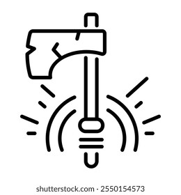Viking axe icon in linear style 