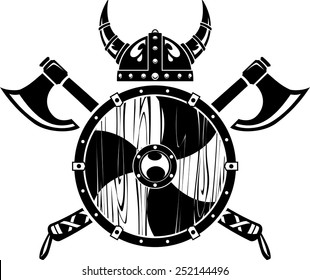 Viking Axe Shield And Helm