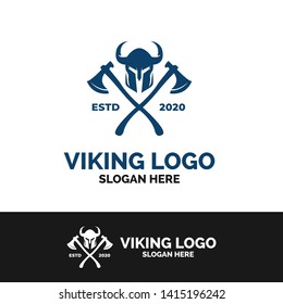 Viking Axe Vector Blue Logo