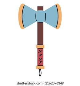 Viking axe vector cartoon illustration isolated on a white background.