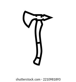 Viking ax Waffenlinie Symbol Vektorgrafik. Viking ax Waffenzeichen. isoliertes Kontursymbol