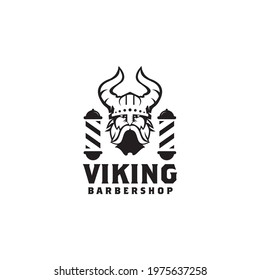 Viking barber shop logo design template