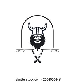 viking barbershop icon vector illustration concept design template