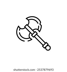 Icono de hacha de batalla vikinga. Sencillo ícono de hacha vikinga de doble hoja para redes sociales, App y Diseño web. Ilustración vectorial.