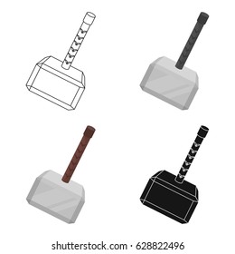 Viking battle hammer icon in cartoon style isolated on white background. Vikings symbol stock vector illustration. svg