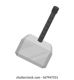 Viking battle hammer icon in monochrome style isolated on white background. Vikings symbol stock vector illustration. svg