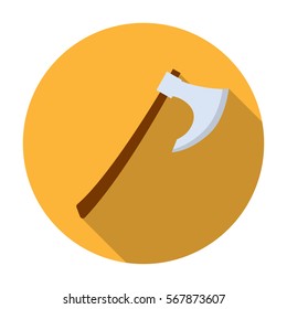 Viking battle-axe icon in flat style isolated on white background. Vikings symbol stock vector illustration.