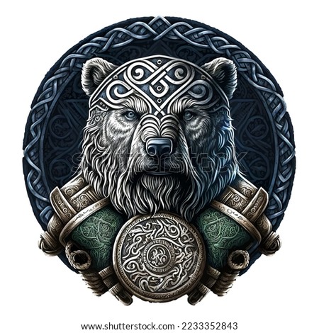 Viking Bear Vector, Isolated in White Background. Foto d'archivio © 