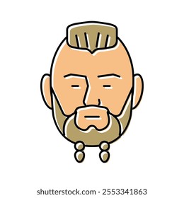 viking barba cabelo estilo cor ícone vetor. viking barba cabelo estilo sinal. ilustração símbolo isolado