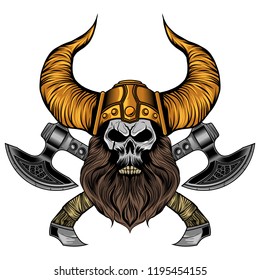 Viking Beard Skull Cross Axes Vector Stock Vector (Royalty Free ...