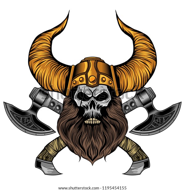 Viking Beard Skull Cross Axes Vector Stock Vector (Royalty Free ...