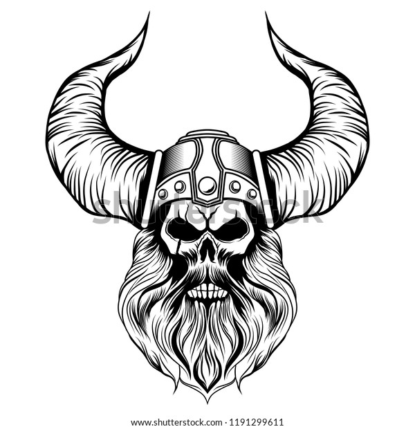 Viking Beard Skull Vector Illustration Stock Vector (Royalty Free ...