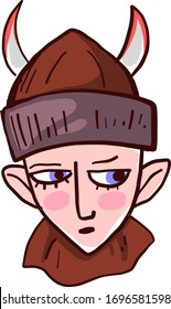 Viking mit großen Ohren, Illustration, Vektorillustration auf weißem Hintergrund