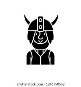 Viking black icon, vector sign on isolated background. Viking concept symbol, illustration 