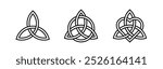 Viking black triquetra. Simple black vector illustration. Medieval celtic knot.