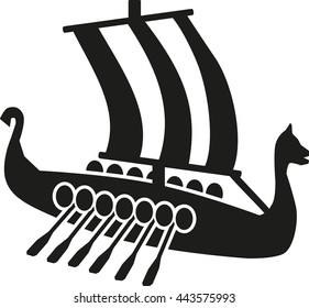 Viking boat with oars