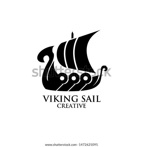 Viking Boat Ship Black Logo Icon Stock Vector (Royalty Free) 1472625095