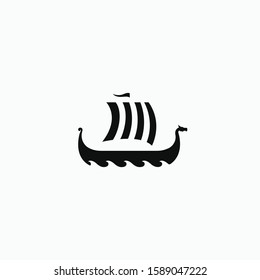 Viking Boats minimal flat vector illustration logo icon concept