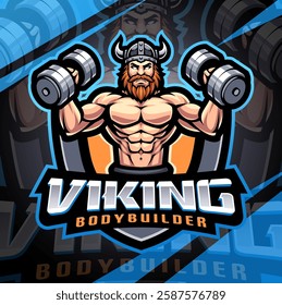 Viking body builder esport mascot logo design