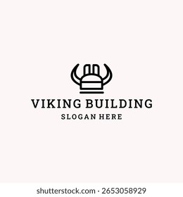 Viking building logo template vector illustration design