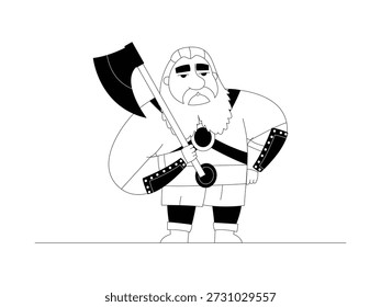 Wikinger mit einer einflügeligen Axt beiläufig, Cartoon-Vektorgrafik.