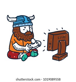 Viking cartoon kid character illustration