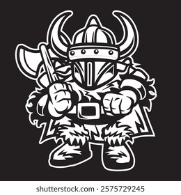 Viking cartoon sticker character isolated vector