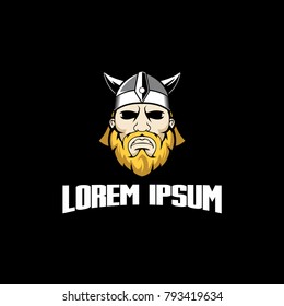 viking cartoon vector logo template