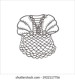 Viking chain mail. Medieval scribbles. Vector hand-drawn clip art in the Scandinavian style on a white background.