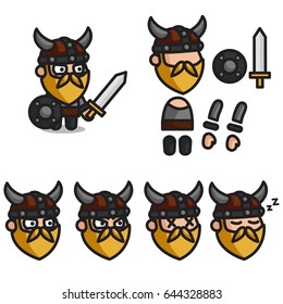 The Viking character is ready for animation. Character for mobile applications and game design.