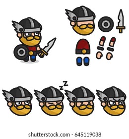 The Viking character is ready for animation. Character for mobile applications and game design.Sprite for game.