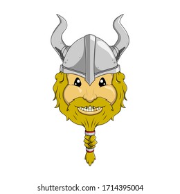Viking chibi cabeza tiritando guerrero.