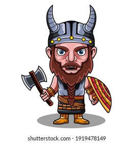 Diseño del logo de la mascota Viking chibi