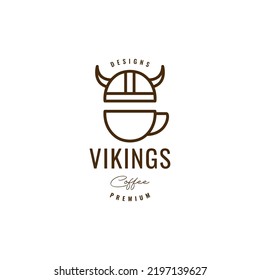 viking with coffee cup logo design