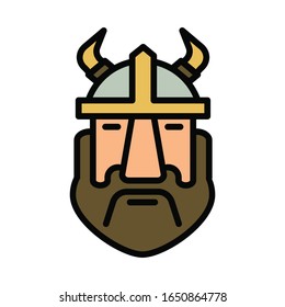 viking color icon flat man