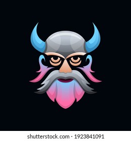 Viking with colorful style design vector