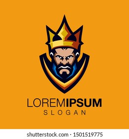 viking crown color logo design