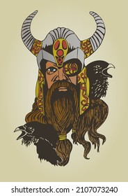 viking and crows vector graphics