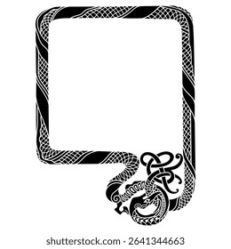 Viking Design. Celtic-Scandinavian ornament with serpent, isolated on white, vector illustration