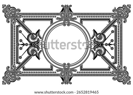Viking design. World Tree from Scandinavian mythology - Celtic pattern, frame. Drawn in Old Norse Celtic style, isolated on white, vector illustration