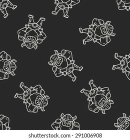 viking doodle seamless pattern background