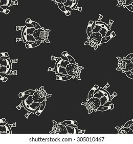 viking doodle seamless pattern background